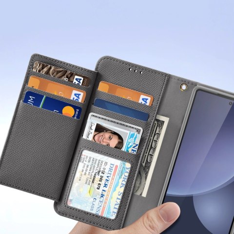 Etui skórzane Dux Ducis Lawa na Samsung Galaxy S25 Ultra z odłączanym portfelem magnetycznym - szare Etui skórzane Dux Ducis Lawa na Samsung Galaxy S25 Ultra z odłączanym portfelem magnetycznym - szare