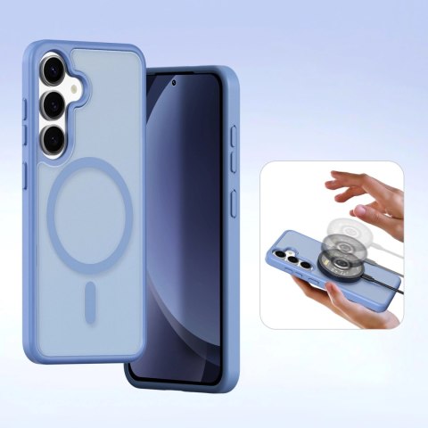 Etui skórzane Dux Ducis Lawa na Samsung Galaxy S25 z odłączanym portfelem magnetycznym - niebieskie Etui skórzane Dux Ducis Lawa na Samsung Galaxy S25 z odłączanym portfelem magnetycznym - niebieskie