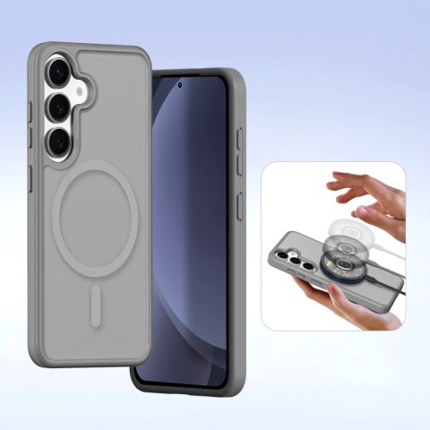 Etui skórzane Dux Ducis Lawa na Samsung Galaxy S25 z odłączanym portfelem magnetycznym - szare Etui skórzane Dux Ducis Lawa na Samsung Galaxy S25 z odłączanym portfelem magnetycznym - szare