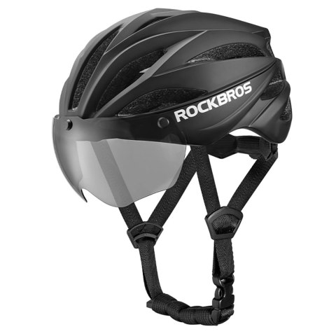 Kask rowerowy Rockbros z szybką, odpinane okulary z ochroną UV, unisex - czarno-brązowy Kask rowerowy Rockbros z szybką, odpinane okulary z ochroną UV, unisex - czarno-brązowy