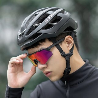 Okulary rowerowe Rockbros polaryzacyjne z ochroną UV i wkładką korekcyjną - fioletowe