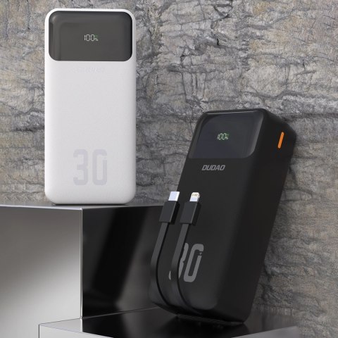 Powerbank Dudao K15MAX 30000mAh PD 22.5W z wbudowanymi kablami - biały