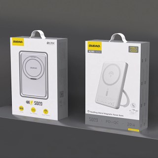 Powerbank Dudao K28 10000mAh PD 22.5W z MagSafe z metalową obudową i pierścieniem-podstawką - srebrny