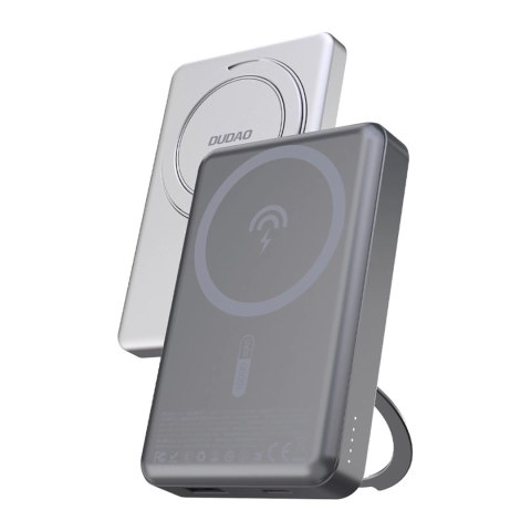 Powerbank Dudao K28 10000mAh PD 22.5W z MagSafe z metalową obudową i pierścieniem-podstawką - szary