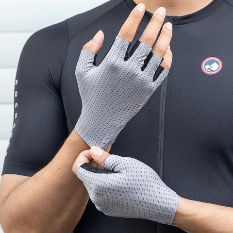 Rękawiczki rowerowe Rockbros oddychające, krótkie palce, rozmiar: XL - szare Rękawiczki rowerowe Rockbros oddychające, krótkie palce, rozmiar: XL - szare