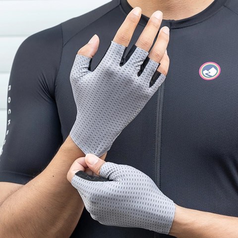 Rękawiczki rowerowe Rockbros oddychające, krótkie palce, rozmiar: XL - szare Rękawiczki rowerowe Rockbros oddychające, krótkie palce, rozmiar: XL - szare