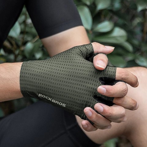 Rękawiczki rowerowe Rockbros oddychające, krótkie palce, rozmiar: XL - zielone Rękawiczki rowerowe Rockbros oddychające, krótkie palce, rozmiar: XL - zielone