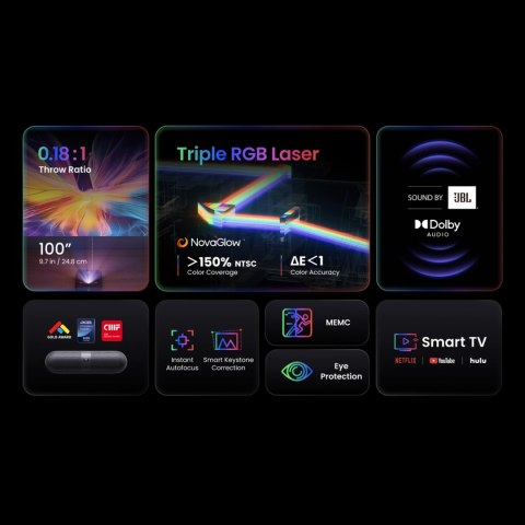Projektor multimedialny Yaber K300s laserowy RGB FullHD 1080p z głośnikami JBL - czarny Projektor multimedialny Yaber K300s laserowy RGB FullHD 1080p z głośnikami JBL - czarny