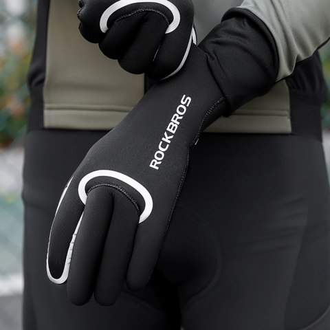 Rękawiczki rowerowe Rockbros pełne, wodoodporne, rozmiar: L/XL - czarne Rękawiczki rowerowe Rockbros pełne, wodoodporne, rozmiar: L/XL - czarne