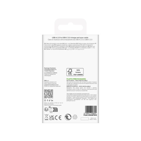 Kabel Puro 10W TPE USB-A - USB-C 2m - biały Kabel Puro 10W TPE USB-A - USB-C 2m - biały