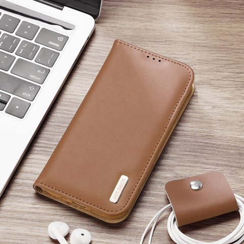 Etui Dux Ducis Hivo na iPhone 16e z klapką i ochroną RFID - brązowe