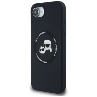 Etui Karl Lagerfeld Liquid Silicone Karl & Choupette Heads z MagSafe na iPhone 16e - czarne