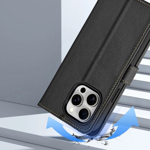 Etui skórzane Dux Ducis Lawa na iPhone 15 Pro Max - czarne