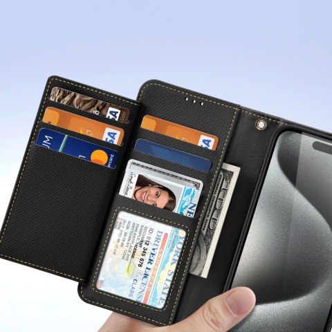 Etui skórzane Dux Ducis Lawa na iPhone 15 Pro - czarne Etui skórzane Dux Ducis Lawa na iPhone 15 Pro - czarne