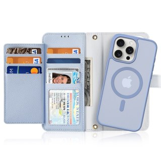 Etui skórzane Dux Ducis Lawa na iPhone 15 Pro - niebieskie