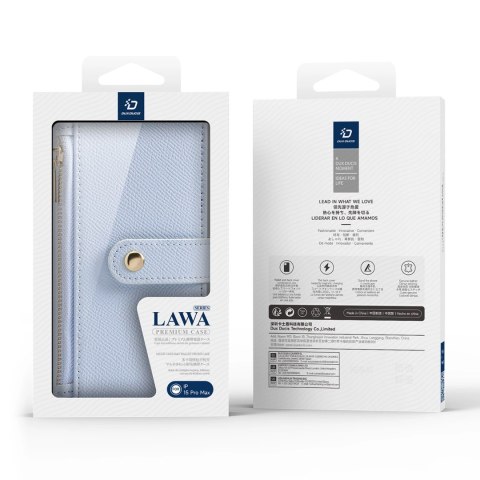Etui skórzane Dux Ducis Lawa na iPhone 15 Pro - niebieskie