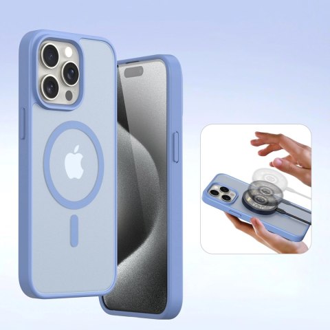 Etui skórzane Dux Ducis Lawa na iPhone 15 Pro - niebieskie