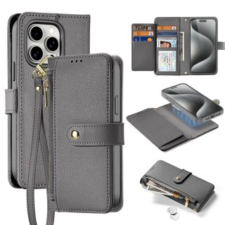 Etui skórzane Dux Ducis Lawa na iPhone 15 Pro - szare
