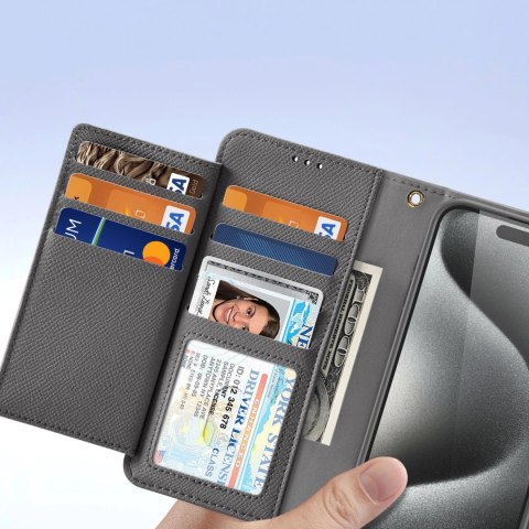 Etui skórzane Dux Ducis Lawa na iPhone 15 Pro - szare