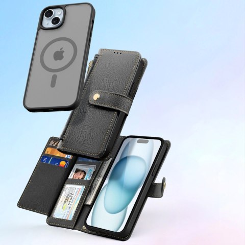 Etui skórzane Dux Ducis Lawa na iPhone 15 - czarne Etui skórzane Dux Ducis Lawa na iPhone 15 - czarne