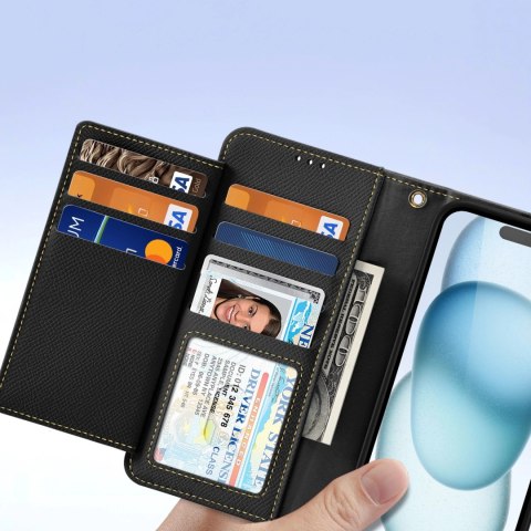 Etui skórzane Dux Ducis Lawa na iPhone 15 - czarne Etui skórzane Dux Ducis Lawa na iPhone 15 - czarne