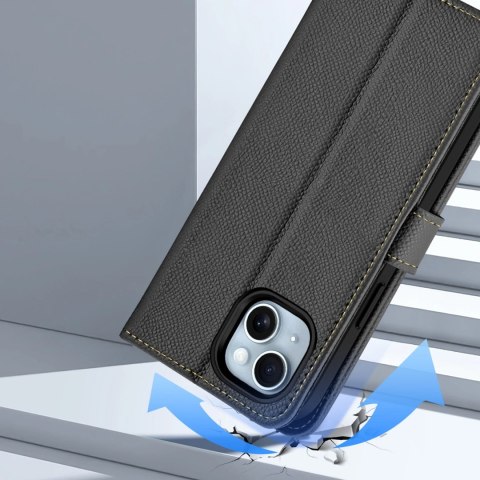 Etui skórzane Dux Ducis Lawa na iPhone 15 - czarne Etui skórzane Dux Ducis Lawa na iPhone 15 - czarne