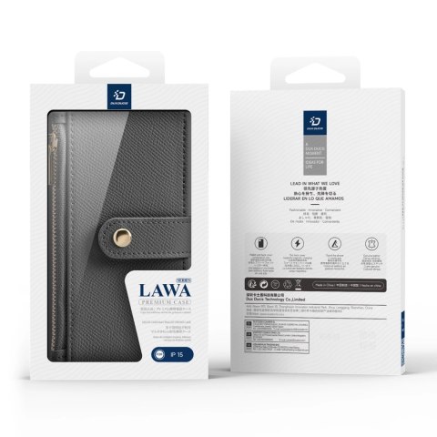 Etui skórzane Dux Ducis Lawa na iPhone 15 - szare Etui skórzane Dux Ducis Lawa na iPhone 15 - szare