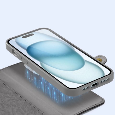 Etui skórzane Dux Ducis Lawa na iPhone 15 - szare Etui skórzane Dux Ducis Lawa na iPhone 15 - szare