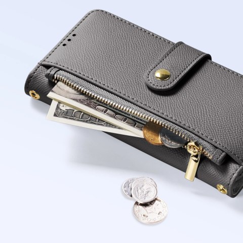 Etui skórzane Dux Ducis Lawa na iPhone 15 - szare Etui skórzane Dux Ducis Lawa na iPhone 15 - szare