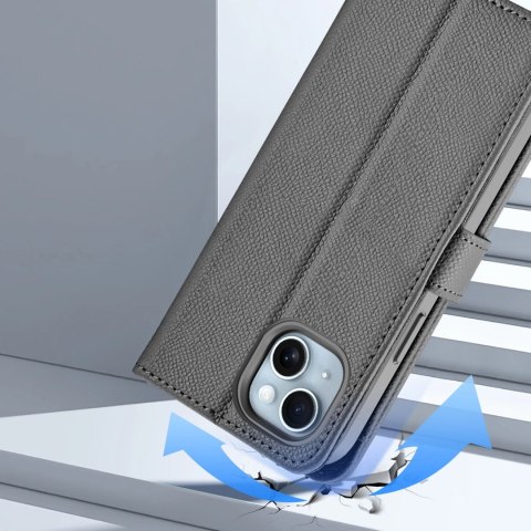 Etui skórzane Dux Ducis Lawa na iPhone 15 - szare Etui skórzane Dux Ducis Lawa na iPhone 15 - szare