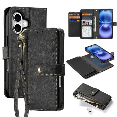 Etui skórzane Dux Ducis Lawa na iPhone 16 - czarne