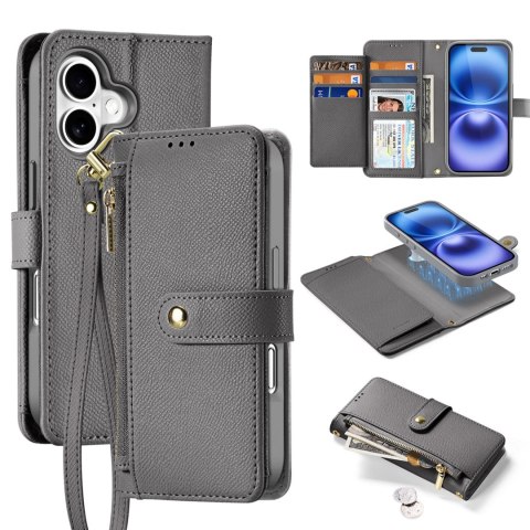 Etui skórzane Dux Ducis Lawa na iPhone 16 - szare