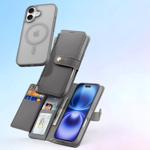 Etui skórzane Dux Ducis Lawa na iPhone 16 - szare