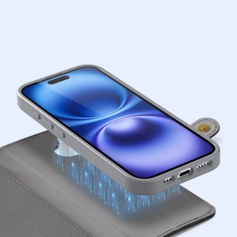 Etui skórzane Dux Ducis Lawa na iPhone 16 - szare