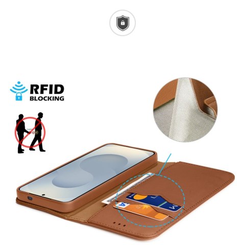 Etui Dux Ducis Hivo na Samsung Galaxy S25 Edge z klapką i ochroną RFID - brązowe