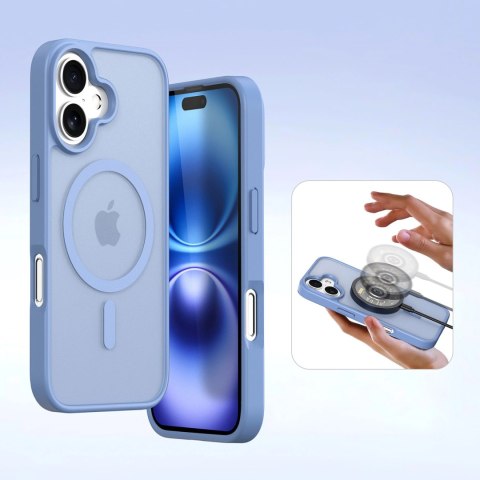 Etui skórzane Dux Ducis Lawa na iPhone 16 z odłączanym portfelem magnetycznym - błękitne Etui skórzane Dux Ducis Lawa na iPhone 16 z odłączanym portfelem magnetycznym - błękitne