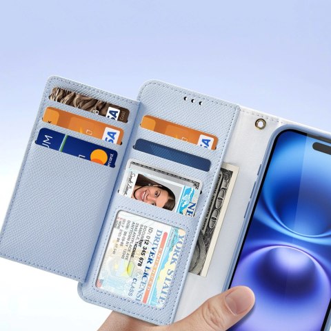 Etui skórzane Dux Ducis Lawa na iPhone 16 z odłączanym portfelem magnetycznym - błękitne Etui skórzane Dux Ducis Lawa na iPhone 16 z odłączanym portfelem magnetycznym - błękitne