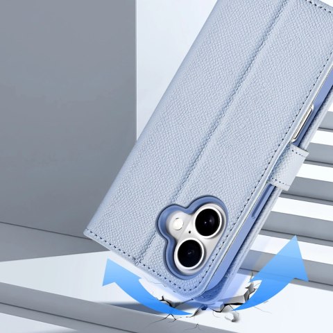 Etui skórzane Dux Ducis Lawa na iPhone 16 z odłączanym portfelem magnetycznym - błękitne Etui skórzane Dux Ducis Lawa na iPhone 16 z odłączanym portfelem magnetycznym - błękitne