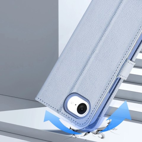 Etui skórzane Dux Ducis Lawa na iPhone 16e z odłączanym portfelem magnetycznym - błękitne Etui skórzane Dux Ducis Lawa na iPhone 16e z odłączanym portfelem magnetycznym - błękitne