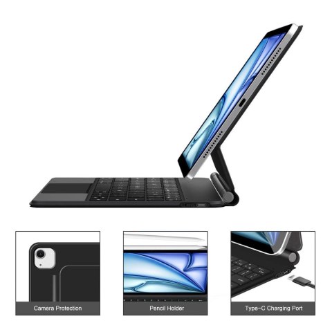 Etui Tech-Protect Smartcase Magnetic z klawiaturą na iPad Air 10.9" 2020 / 2022 / iPad Air 11" 2024 / 2025 - czarne