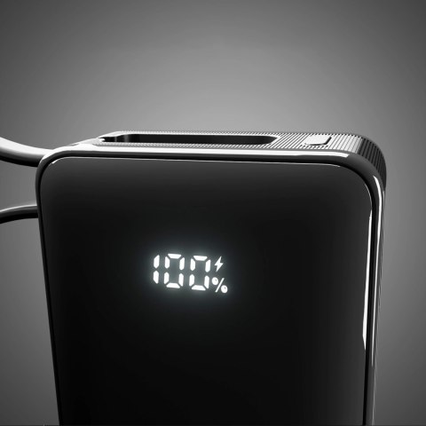 Powerbank SBS 10000 mAh 20W z wbudowanym kablem USB-C i wyświetlaczem cyfrowym - czarny Powerbank SBS 10000 mAh 20W z wbudowanym kablem USB-C i wyświetlaczem cyfrowym - czarny