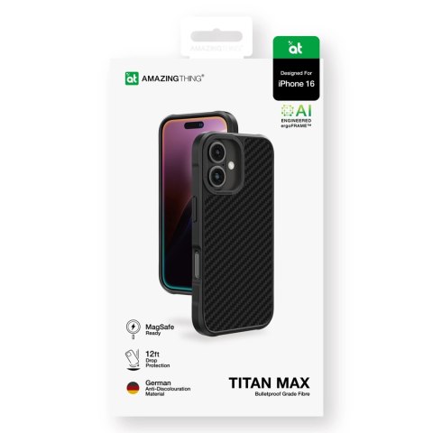 Etui pancerne AMAZINGTHING Titan Max Case z włóknami aramidowymi 1500D do iPhone 16 - czarne Etui pancerne AMAZINGTHING Titan Max Case z włóknami aramidowymi 1500D do iPhone 16 - czarne