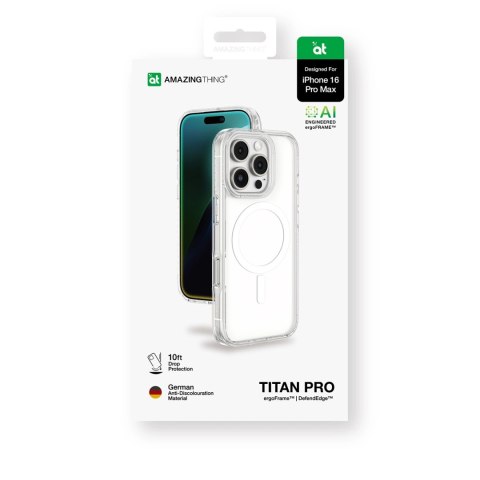 Etui silikonowe AMAZINGTHING Titan Pro Mag Case z pierścieniem magnetycznym do iPhone 16 Pro Max - przezroczyste