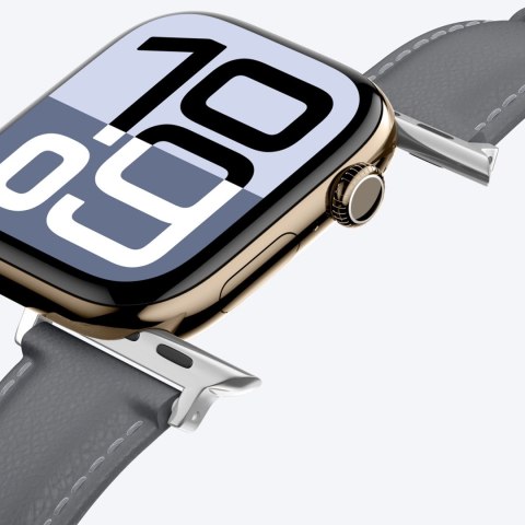 Skórzany pasek AMAZINGTHING Class Band do Apple Watch 45 / 46 / 49 mm - szary