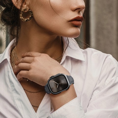 Skórzany pasek AMAZINGTHING Class Band do Apple Watch 45 / 46 / 49 mm - szary