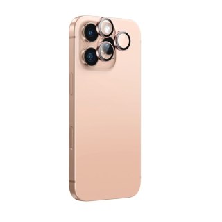 Szkło hartowane AMAZINGTHING AR Aluminium 3 Lens Glass z ramką na soczewki aparatu do iPhone 16 Pro / 16 Pro Max - różowe złoto