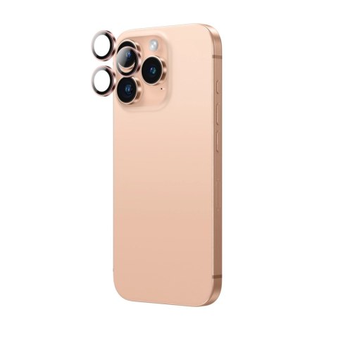 Szkło hartowane AMAZINGTHING AR Aluminium 3 Lens Glass z ramką na soczewki aparatu do iPhone 16 Pro / 16 Pro Max - różowe złoto