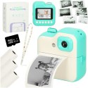 Aparat fotograficzny natychmiastowy drukarka termiczna + wkłady karta 32GB zielony Aparat fotograficzny natychmiastowy drukarka termiczna + wkłady karta 32GB zielony