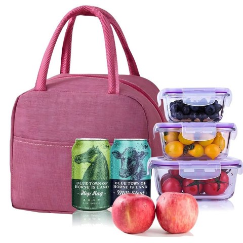 Torba termiczna izolacyjna typu lunch box RC-K-1079 różowa Torba termiczna izolacyjna typu lunch box RC-K-1079 różowa