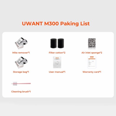 Odkurzacz do materacy UWANT M300 500W 13000Pa dla alergików, z UV - biały Odkurzacz do materacy UWANT M300 500W 13000Pa dla alergików, z UV - biały